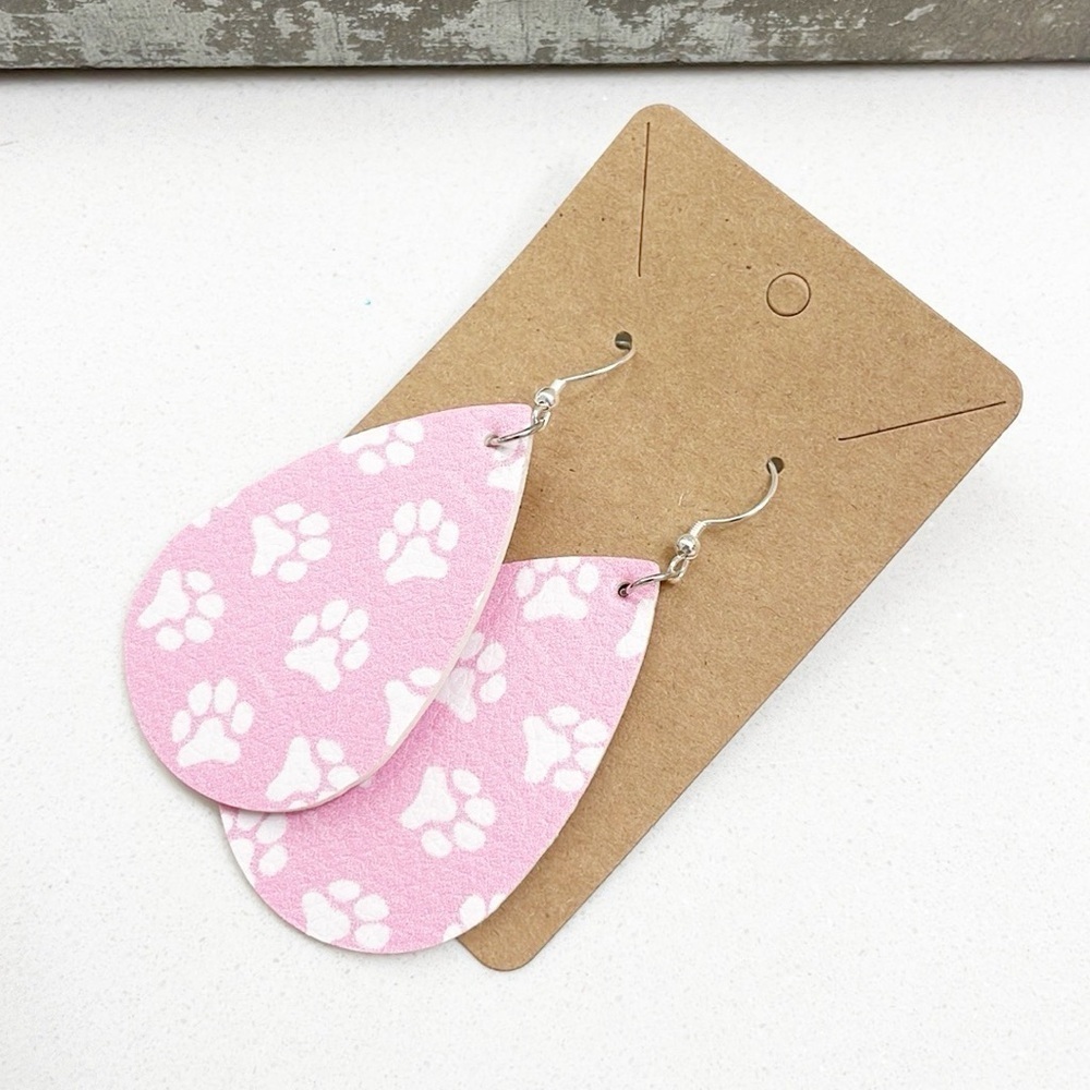 Dog paw print teardrop hand made earrings